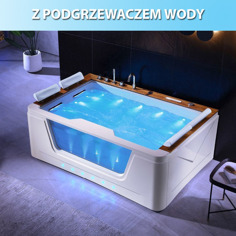 Bovenaanzicht van de badruimte van Whirlpoolbad Zefir met verwarming Wit 192 x 131 cm