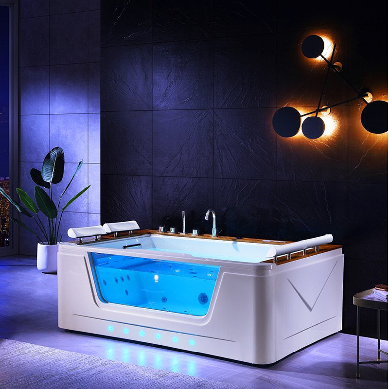 Detail van de badrand en afwerking van Whirlpoolbad Zefir met verwarming Wit 192 x 131 cm