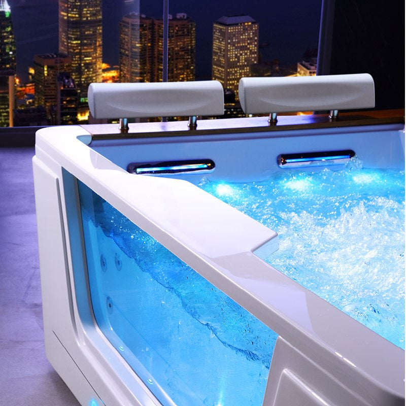 Detail van de badrand en afwerking van Whirlpoolbad Zefir met verwarming Wit 192 x 131 cm