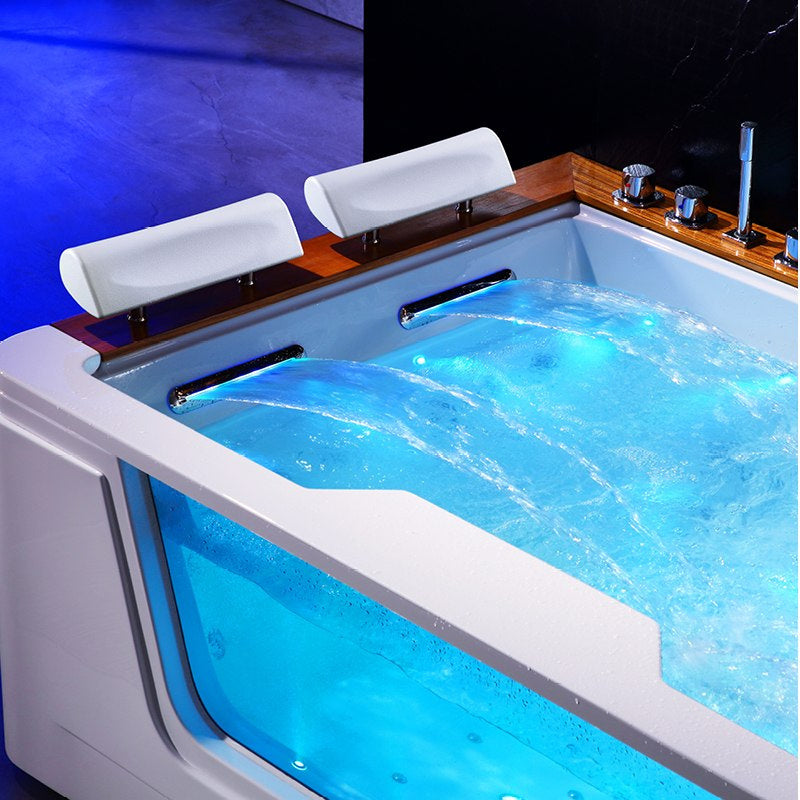 Detail van afvoer en overloop van Whirlpoolbad Zefir met verwarming Wit 192 x 131 cm