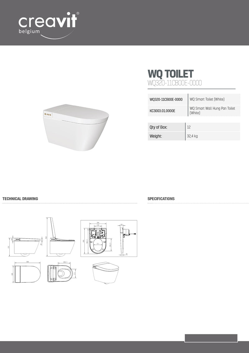 Wand Rimless Douche WC Smart Bidet met Geurafzuiging, Föhn en Zitting