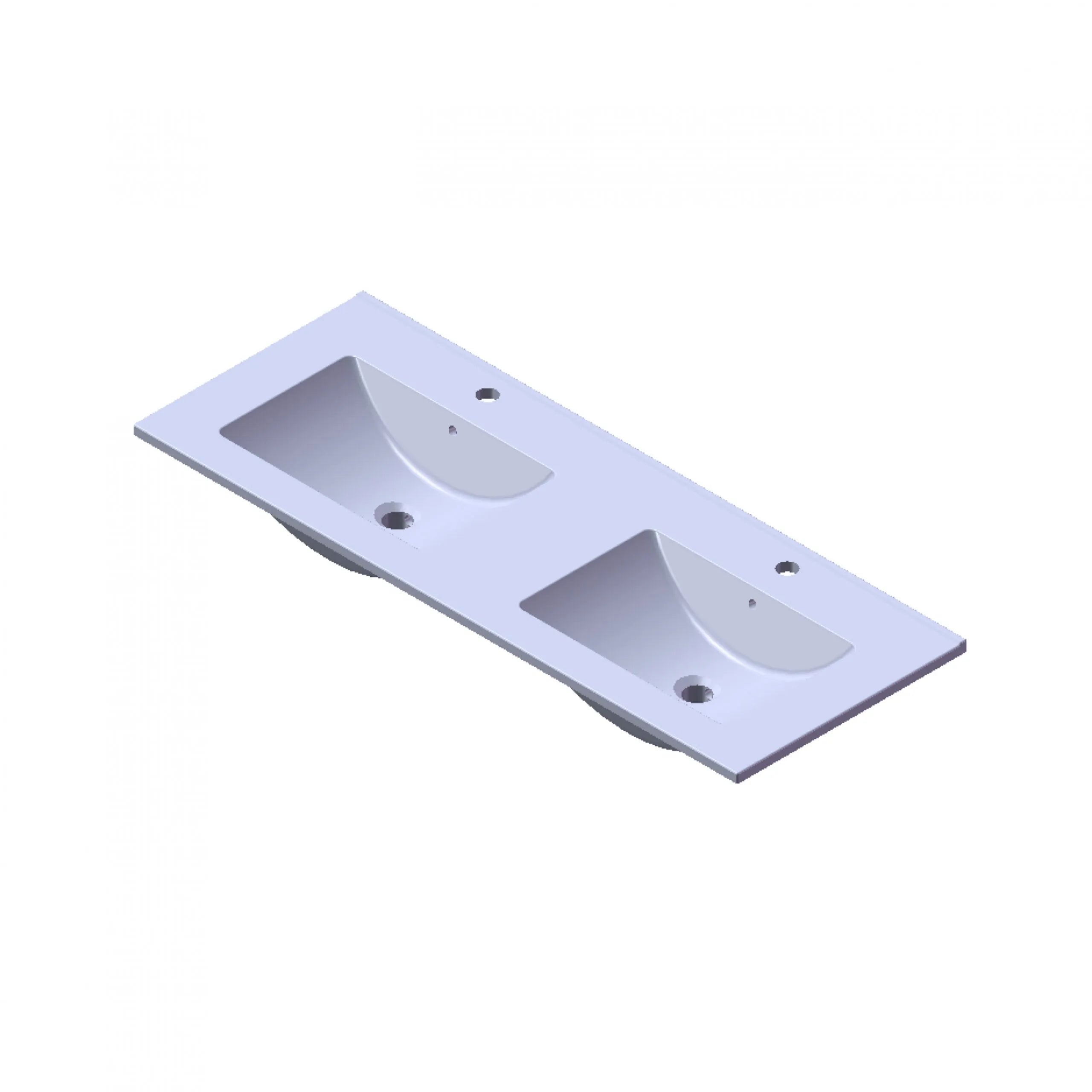 Wastafel Paris 120x46 cm met of zonder kraangat zwart/wit/mat wit