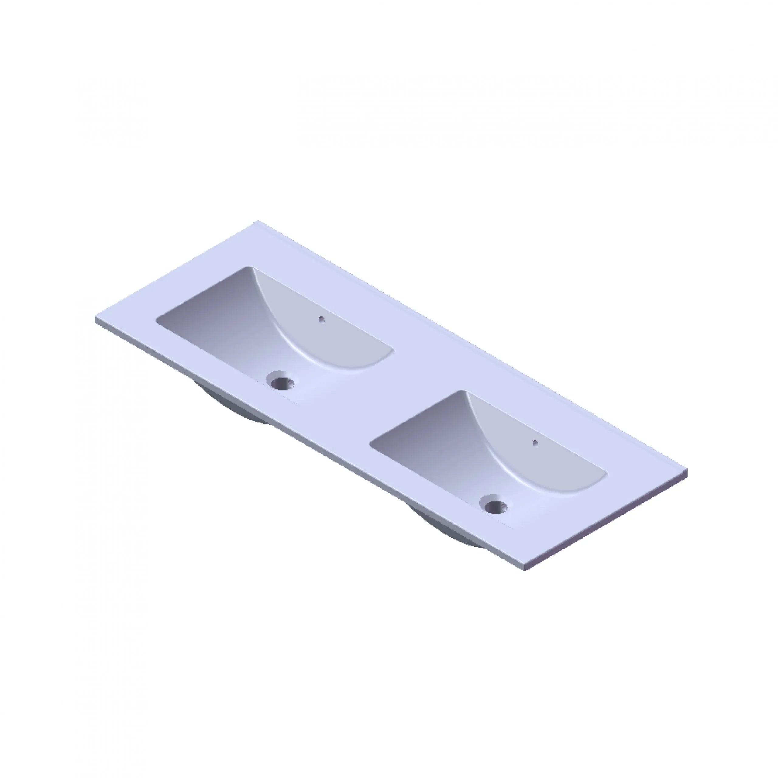 Wastafel Paris 120x46 cm met of zonder kraangat zwart/wit/mat wit