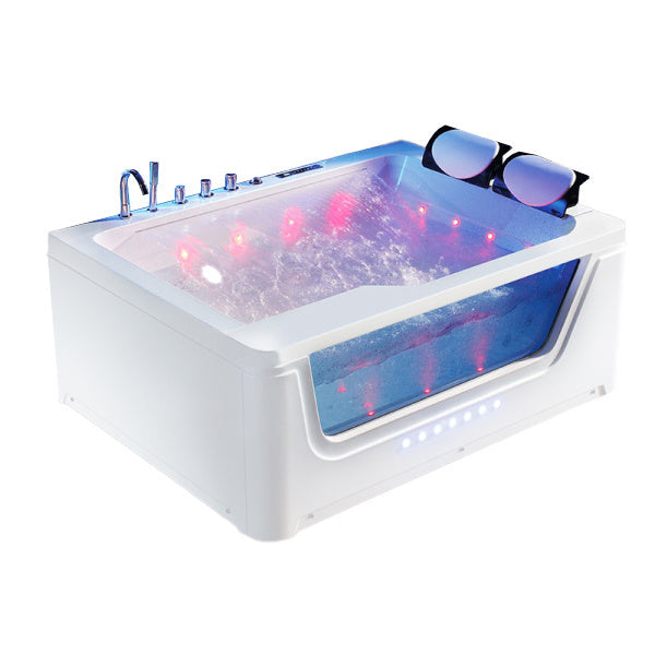 Zijaanzicht met de vorm van de kuip van Whirlpoolbad MONTANA 925 WH Zwart Wit