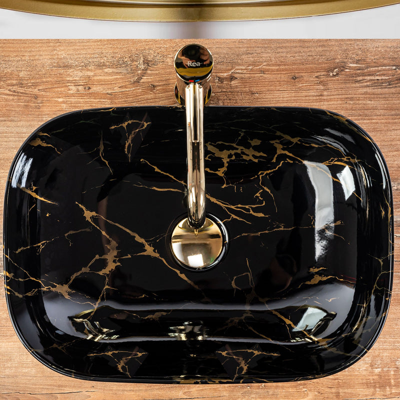 Opzetwastafel Rea Belinda Black Marble Shiny - View 2