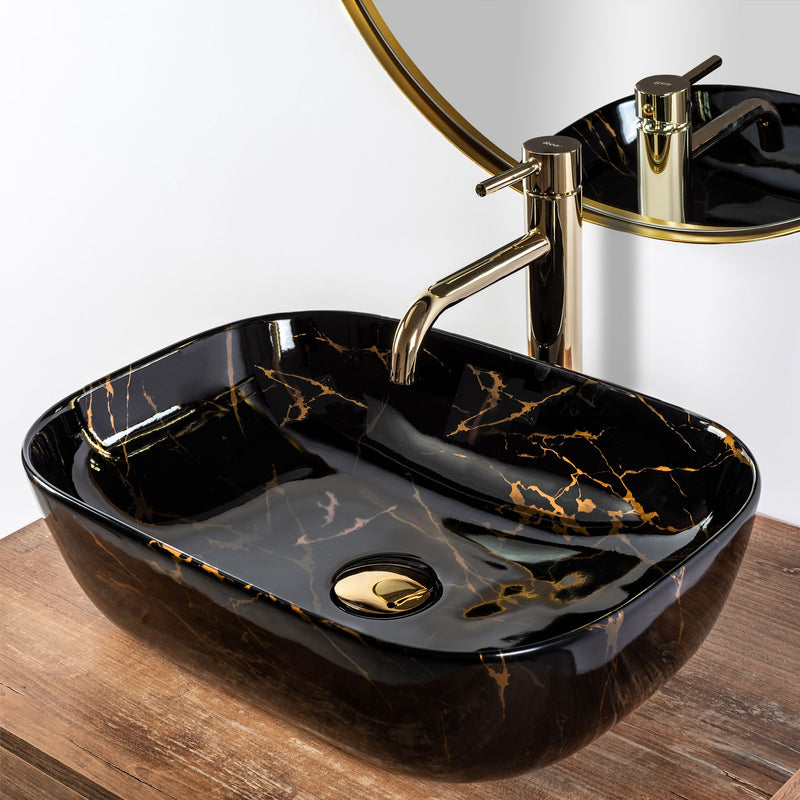 Opzetwastafel Rea Belinda Black Marble Shiny - View 5