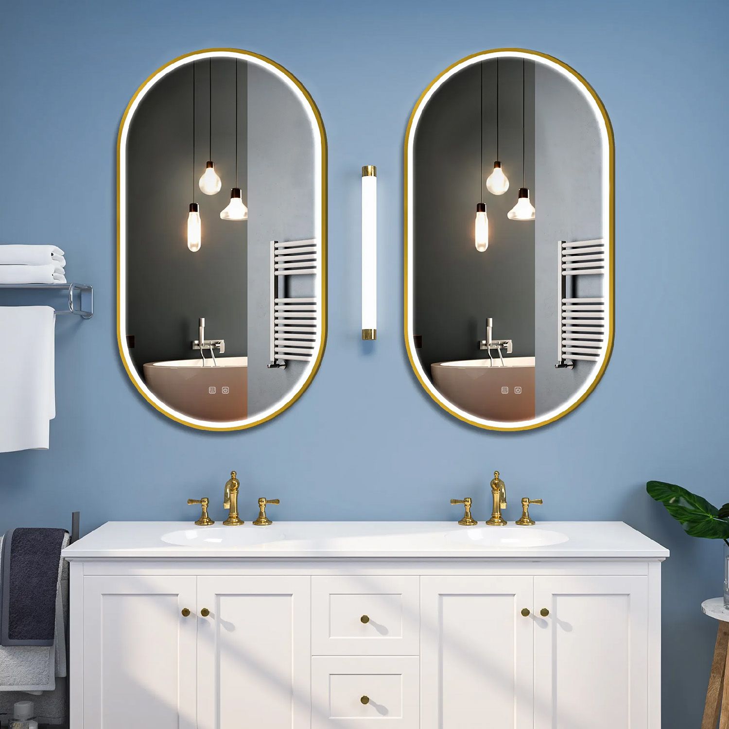 Detailweergave Rea WANDSPIEGEL OVL Borstel badkamerspiegel Goud