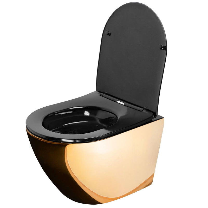 Hangende toilet Rea Carlo Mini Flat Gold Black - View 3