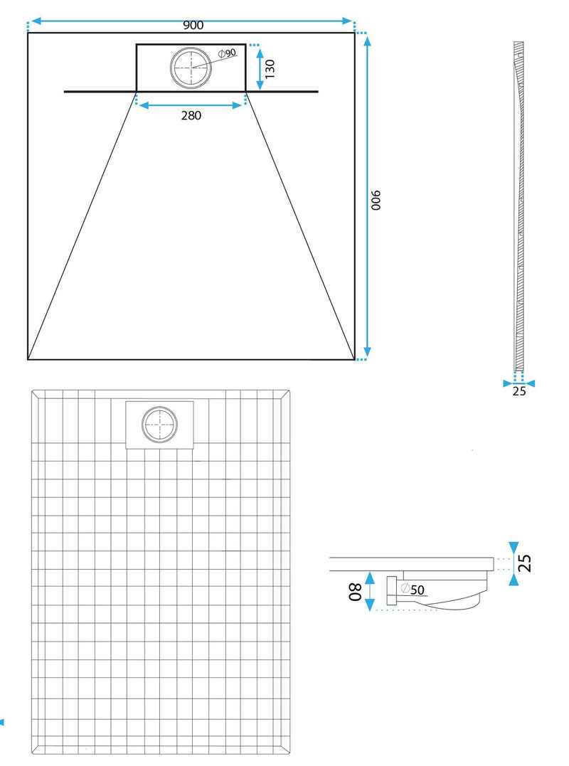 Douchebak Rea Bazalt Grey 90x90 - View 9