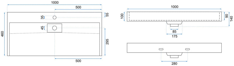 Conglomeraat wastafel GOYA Black MAT 100 cm - View 6