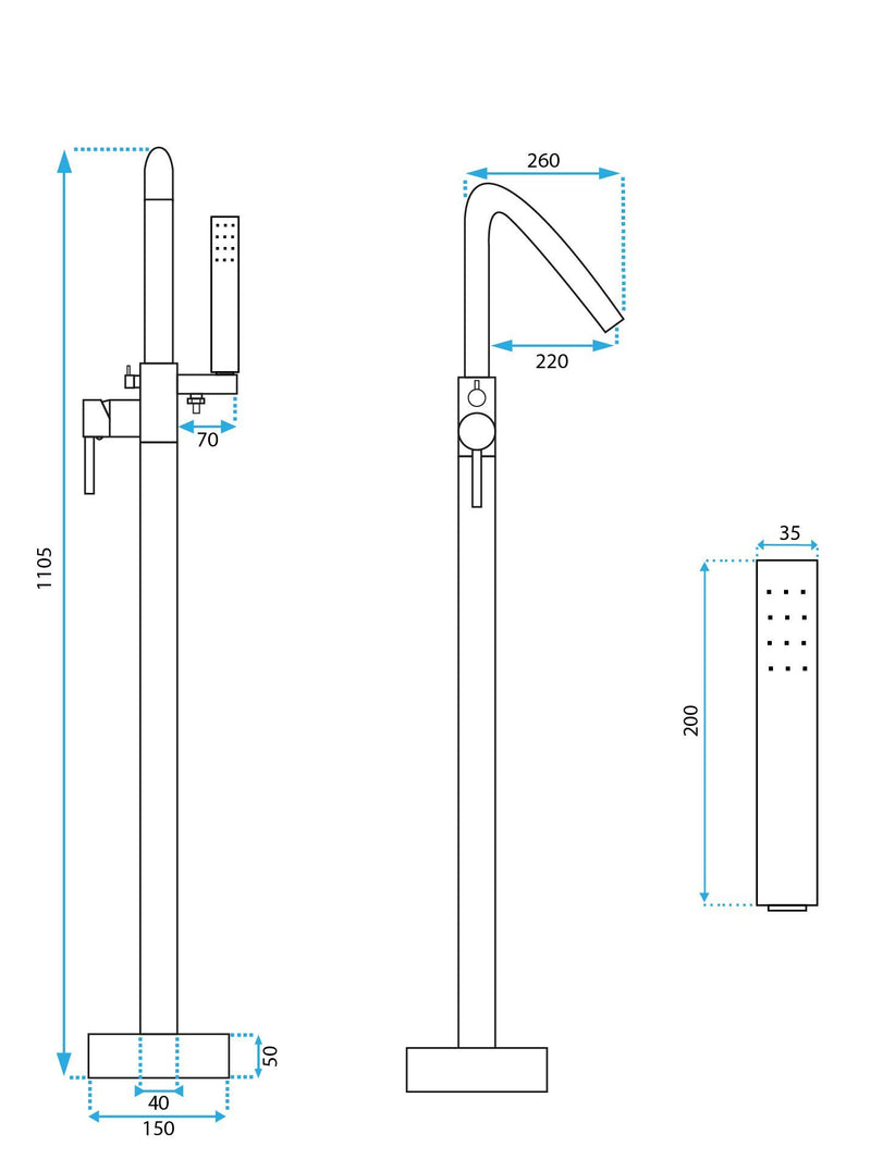 Vloeren badmengkraan Rea Aras Gold Brush - View 5