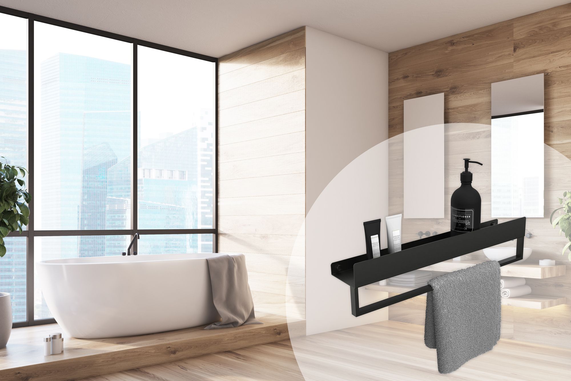 Badkamerplank SF01 60cm black matt