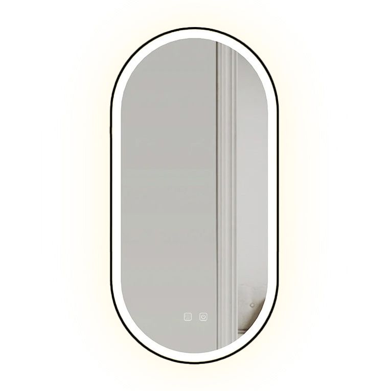 Badkamerspiegel Rea WANDSPIEGEL OVL 50×100 cm Mat Zwart — met LED-verlichting