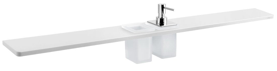 Abeline Rockstone Solid Surface Planchet 100 Cm Wit Mat Chroom Met Beker En Zeepdispenser