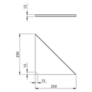 Abeline Rockstone Solid Surface Hoekplanchet Wit Mat 25x25 Cm - Maattekening