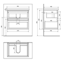 Wastafel onderkast greeploos Altair 70x60x45 Div. kleuren