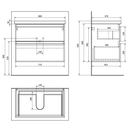 Wastafel onderkast greeploos Altair 80x45x60 Div. kleuren