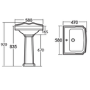 Aqualine ANTIK Retro Wastafelkolom Wit