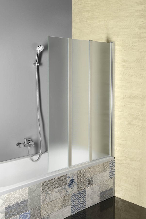 Aqualine Badscherm Vanda 1000x1400 Mm Chroom Melkglas afbeelding 1