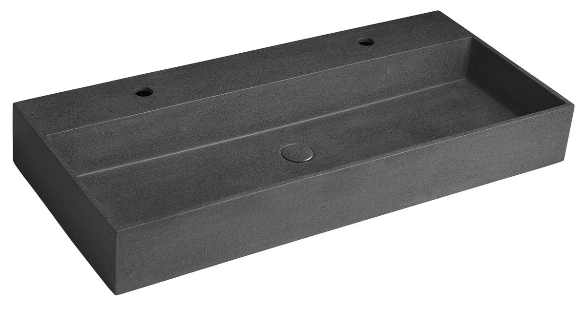 Sapho Dubbele Betonnen Meubelwastafel 96 X 44 X 13 Cm Zwart Graniet - afbeelding 1