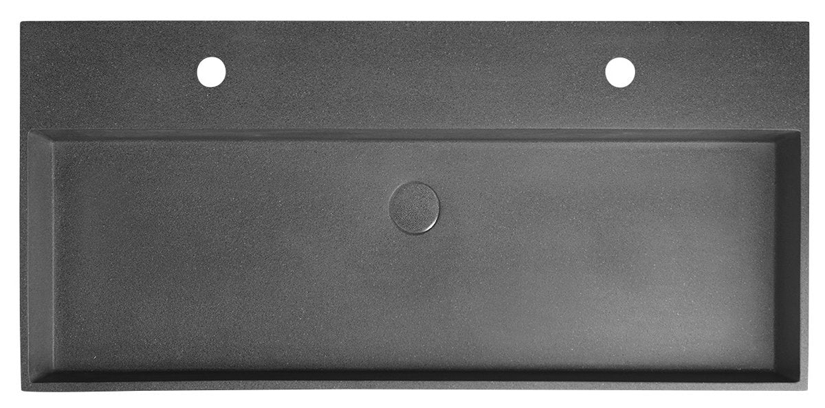 Sapho Dubbele Betonnen Meubelwastafel 96 X 44 X 13 Cm Zwart Graniet - afbeelding 6