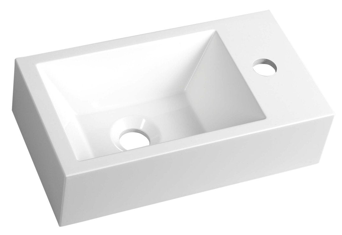 Amarok Toiletfontein Gegoten Marmer 40x22cm Rechts Wit - Afbeelding 1
