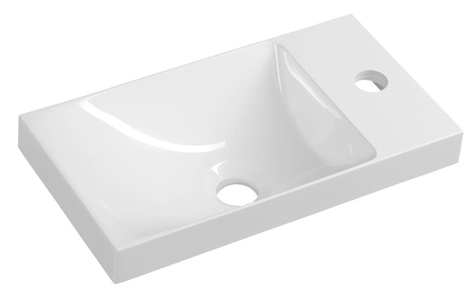 Agos Toiletfontein Gegoten Marmer 40x22cm Links/rechts Wit - Afbeelding 1