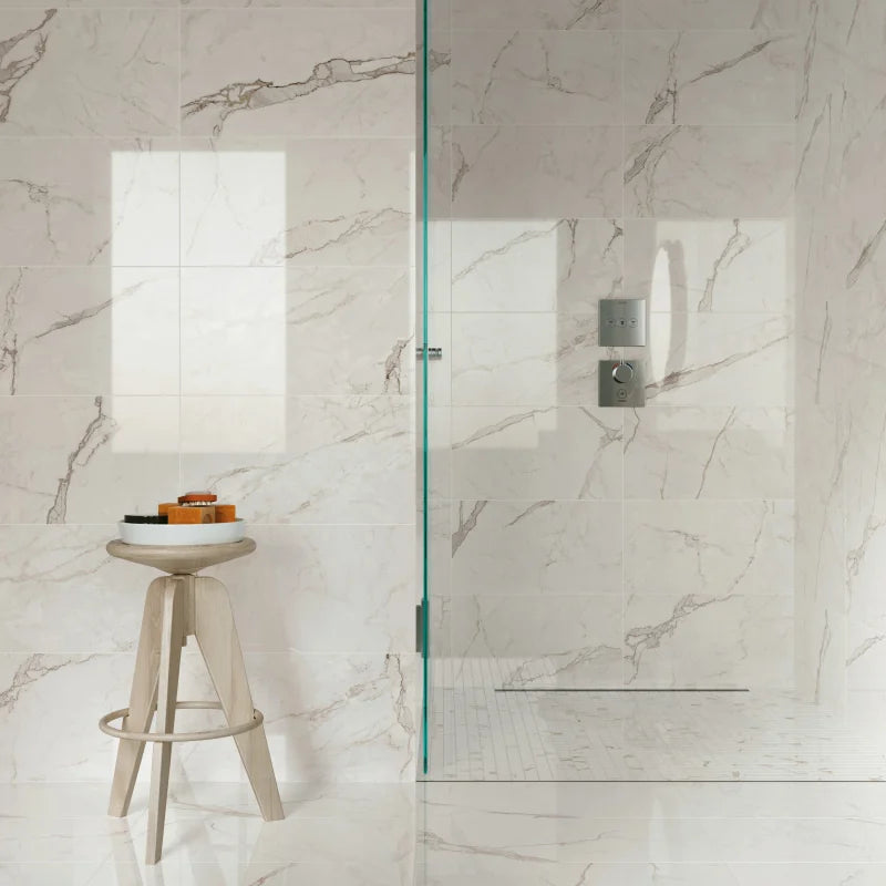 Wandtegel Exigo Calacatta 30,5x56 Marmerlook Gepolijst Gerectificeerd