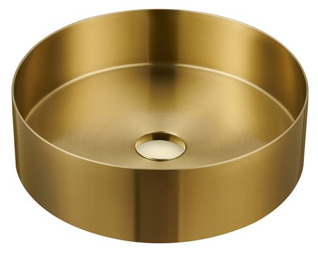 AURUM Roestvrijstalen Wastafel Rond 38cm Met Afvoer Mat Goud