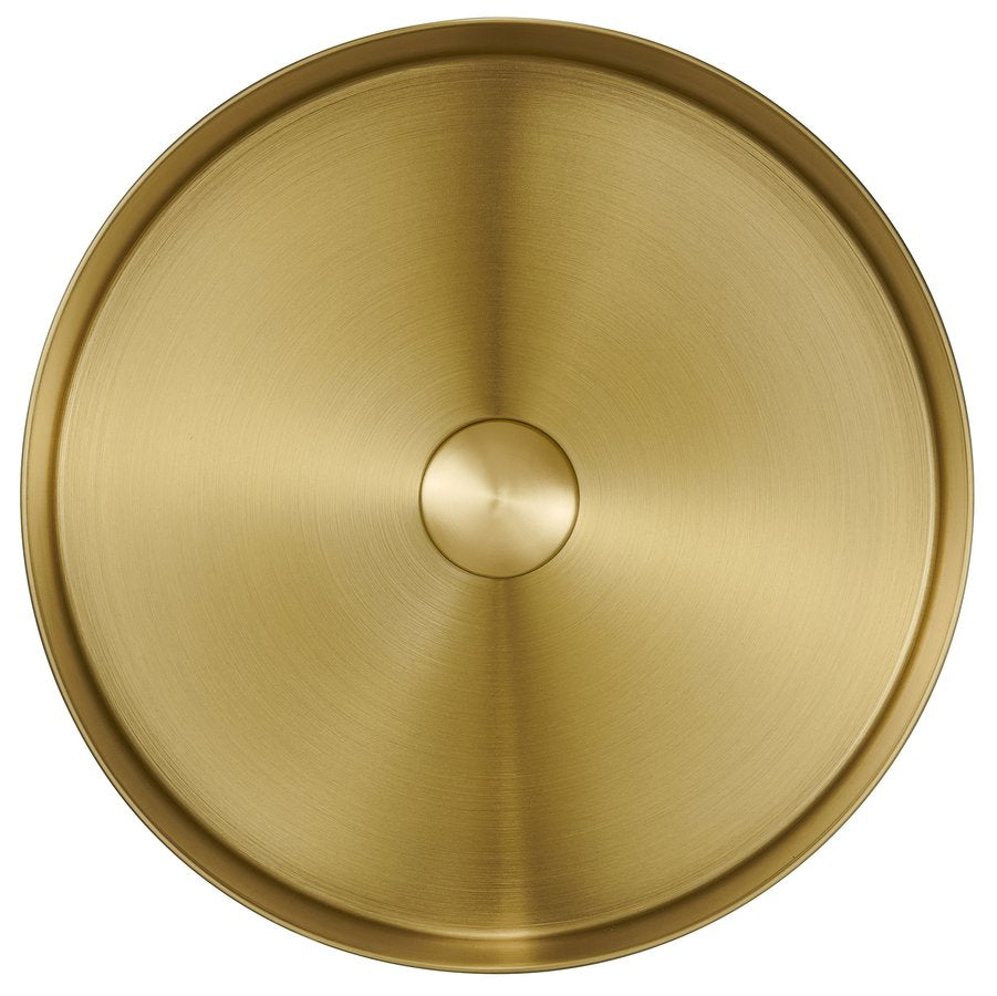 AURUM Roestvrijstalen Wastafel Rond 38cm Met Afvoer Mat Goud