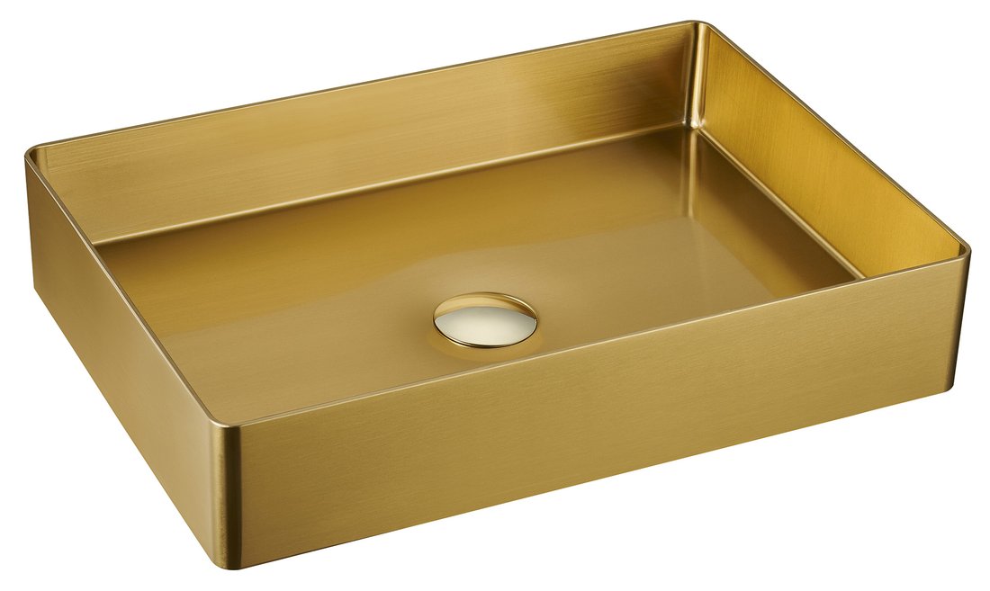 AURUM Roestvrijstalen Wastafel 50x35 cm Met Afvoer Mat Goud