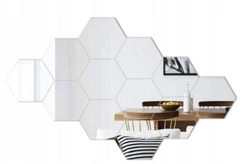 Hexagon decoratieve spiegel, zeshoekig, set van 8 stuks