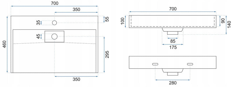 CONGLOMERAAT WASTAFEL GOYA Black MAT 70 CM - View 6