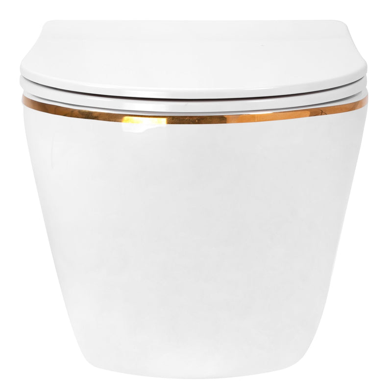 Hangende toilet Rea Carlo Mini Flat Gold Edge - View 2