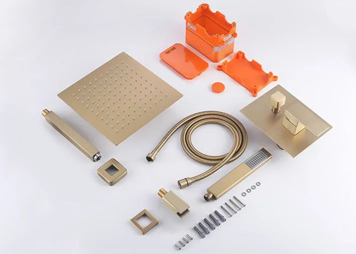Rea Fenix Box inbouw doucheset Glans Goud detailfoto