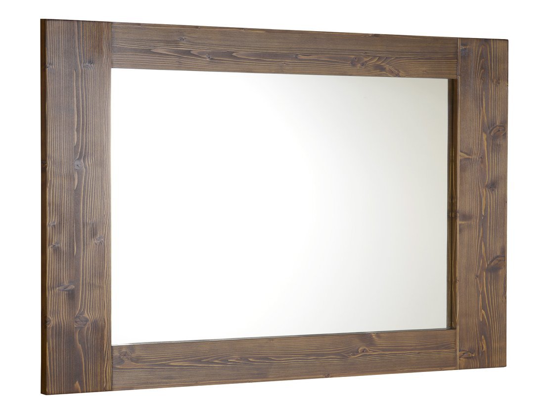 Brand Rechthoekige Spiegel In Massief Houten Frame 100 X 80 Cm Gebeitst Sparrenhout