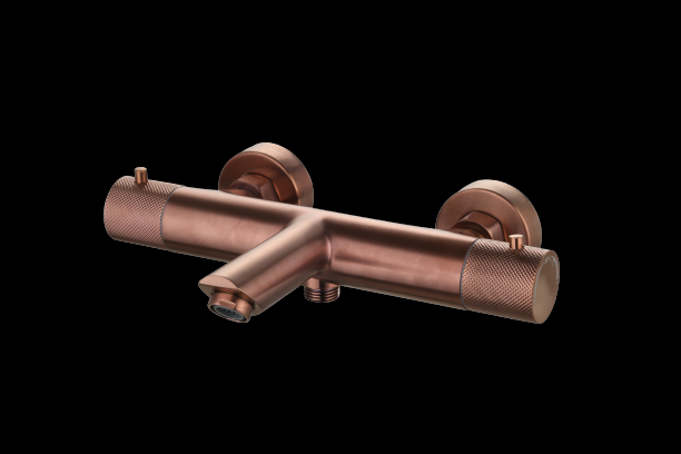 Luzi Badmengkraan thermostatisch rond Brons met geribbeld knop