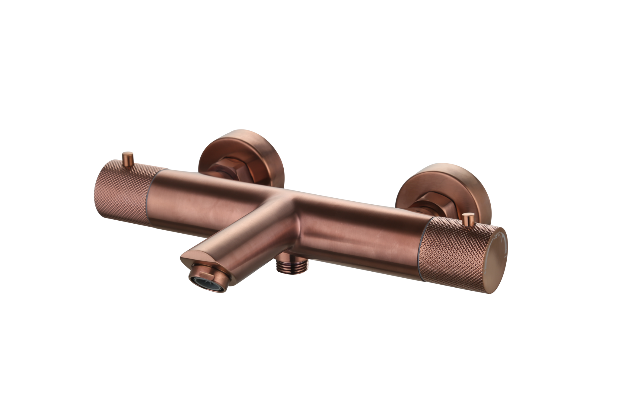 Luzi Badmengkraan thermostatisch rond Brons met geribbeld knop