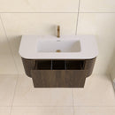 Badmeubel ribbelfront Eleganza 100x45,5 Dark Walnut incl. wastafel