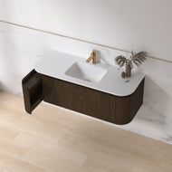 Badmeubel ribbelfront Eleganza 120x45,5 Dark Walnut Solid wastafel