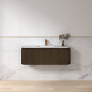 Badmeubel ribbelfront Eleganza 120x45,5 Dark Walnut incl. wastafel