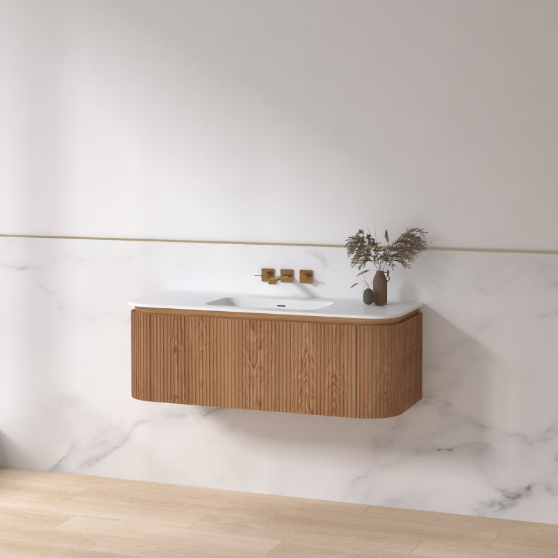 Badmeubel ribbelfront Eleganza 120x45,5 Acia Solid wastafel