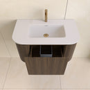 Badmeubel ribbelfront Eleganza 80x45,5 Dark Walnut incl. wastafel