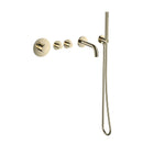 Luzi Badset inbouw deluxe met box thermostaat, muurbevestiging / doucheslang, staafhanddouche rond Goud Geborsteld