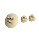 Luzi Badset inbouw deluxe met box thermostaat, muurbevestiging / doucheslang, staafhanddouche rond Goud Geborsteld met geribbeld knop