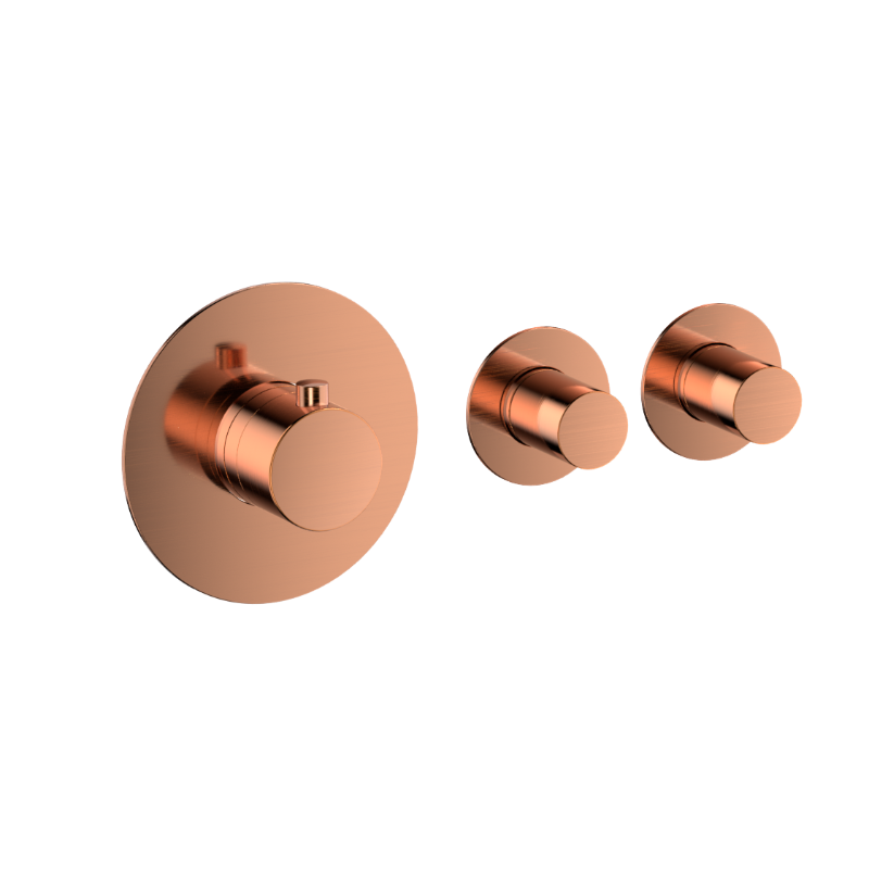 Luzi Badset inbouw deluxe met box thermostaat, muurbevestiging / doucheslang, staafhanddouche rond Brons