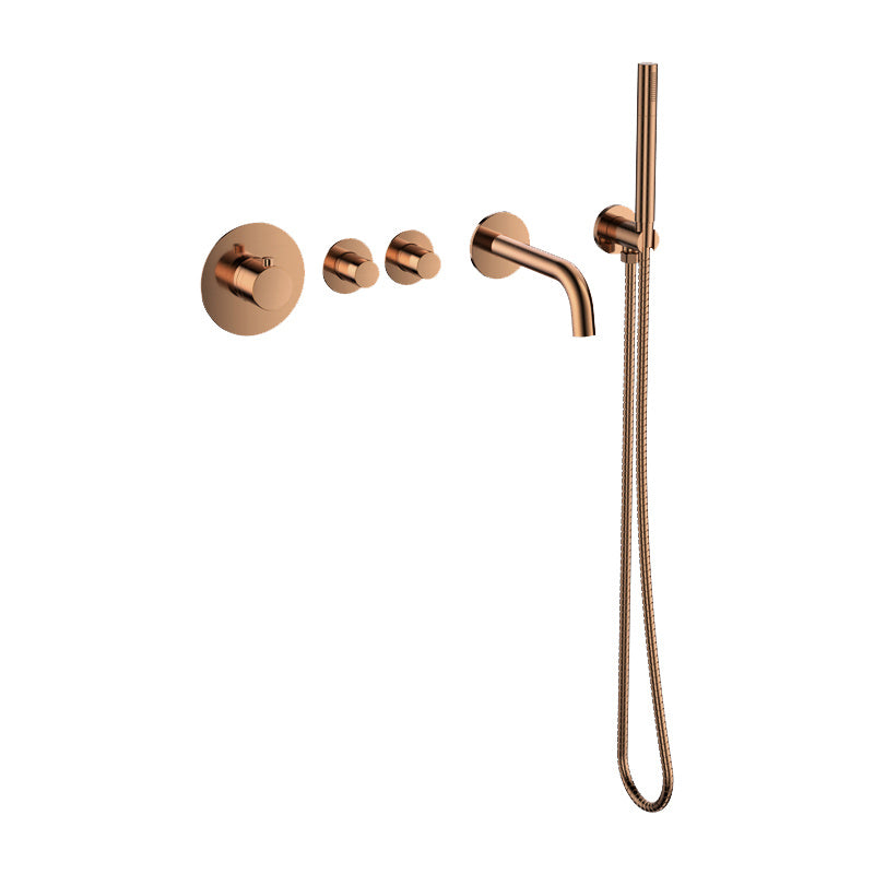 Luzi Badset inbouw deluxe met box thermostaat, muurbevestiging / doucheslang, staafhanddouche rond Brons