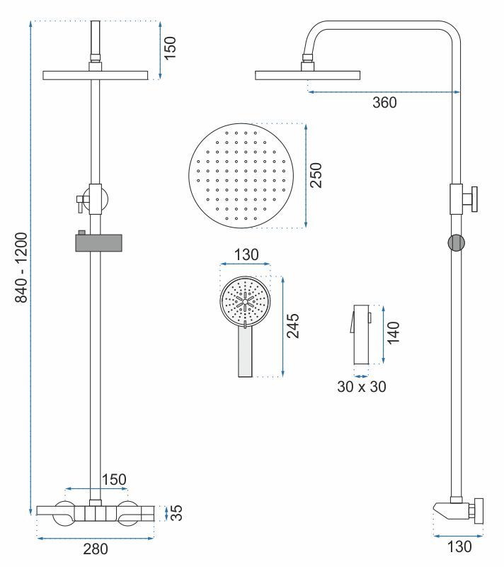 Douche REA Savio Led Titanium - View 9