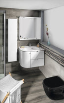 Hoek wastafel Pulse 75x45cm mineraalmarmer wit Links of Rechts