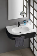 Hoek wastafel Pulse 75x45cm mineraalmarmer wit Links of Rechts